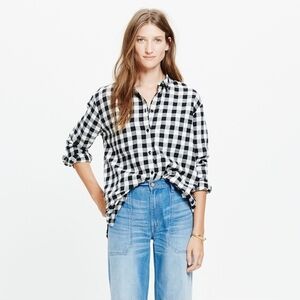 Madewell Black and White Plaid Button Down Shirt